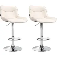 CLP lot de 2 tabourets de bar Vonore en similicuir, couleur:noir, piètement couleur:blanc