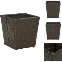 vidaXL Table d'appoint brune 41,5x41,5x44 cm Poly rotin et verre trempé - Tables de jardin
