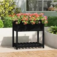 Prolenta Maison Exclusive - Bac à plantes avec tablette Noir 82,5x54x81 cm Bois massif Pin