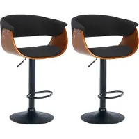 CLP Chaise de bar Vestal (lot de 2) - similicuir, bois de noyer - Noir