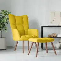 Prolenta Maison Exclusive - Fauteuil de détente avec repose-pieds, velours jaune moutarde