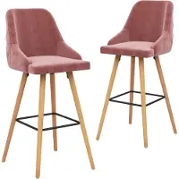Syfax Tabourets de bar lot de 2 rose velours