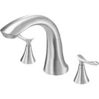 StarTech.com Mitigeur de baignoire romain - Mitigeur 3 trous pour bord de baignoire - Deux poignées - Bec haut - Montage apparent - Réglage de la température - Acier inoxydable brossé