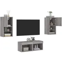 Prolenta Maison Exclusive - Ensemble TV 4 éléments avec éclairage LED, gris Sonoma