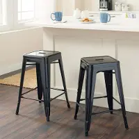 WYCTIN Lot de 2 tabourets de bar Tabouret de cuisine Chaise de comptoir Tabouret de salle à manger noir