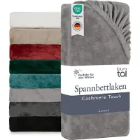 Blumtal drap-housse Cashmere Touch 100 x 200 cm peluche - drap-housse 90x 200 doux - drap-housse microfibre doux 100x200cm hiver gris