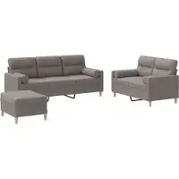 vidaXL Ensemble de canapés 3 pièces avec coussins Tissu Taupe