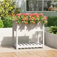 Prolenta Maison Exclusive - Bac à plantes avec tablette Blanc 82,5x54x81 cm Bois massif Pin