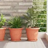 Prolenta Maison Exclusive - Lot de 24 pots ronds pour fleurs, couleur brique, diamètre 26 cm, hauteur 21,5 cm, en plastique