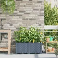 Prolenta Maison Exclusive - Lot de 2 jardinières d'extérieur, gris clair, 80 x 40 x 37,5 cm, PP