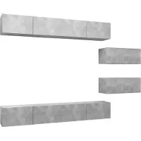 Syfax Ensemble de meubles TV 6 pcs Gris béton Bois d'ingénierie