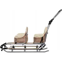 Sonstiges Luge double avec chancelière d'hiver Luge en bois avec dossier Bois ; Beige