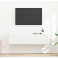 Prolenta Meuble TV mural exclusif - 2 pièces, blanc, en panneaux de particules