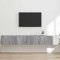 Prolenta Meuble TV mural exclusif - 2 pièces, en panneaux de particules imitation bois Sonoma gris