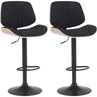 CLP 2 chaises de bar Clawson - tissu, structure chromée - noyer/noir
