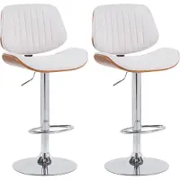 CLP 2 chaises de bar Clawson - tissu, structure chromée - noyer/crème
