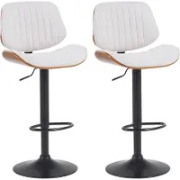 CLP 2 chaises de bar Clawson - tissu, structure noire - noyer/crème