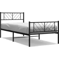 Syfax Cadre de lit métal sans matelas avec pied de lit noir 90x200 cm
