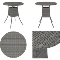 vidaXL Table de jardin grise 70x70x73 cm en polyrotin - Table de jardin - Tables de jardin - Table - Tables