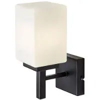 Rabalux Applique de salle de bain noir blanc abat-jour en verre à côté du miroir 1xE14 10W ZENKAI