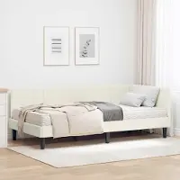 Prolenta Maison Exclusive - Structure de lit avec sommier intégré et matelas, 2 pièces, couleur crème, 90 x 190 cm, en velours
