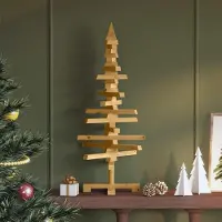 Prolenta Maison Exclusive - Sapin de Noël en bois avec support Marron 90 cm Bois massif Pin