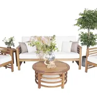 AEA Gartenmöbel Sofa 3 Sitzer Sitzmöbel Terrassenmöbel Holz Couchtisch Komplett
