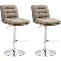 CLP 2x Damar chaise de bar - tissu, structure chromée - gris foncé