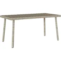 Syfax Table basse de jardin rectangulaire gris clair résine tressée