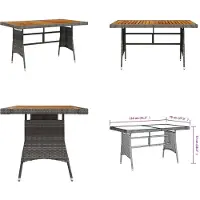 vidaXL Table de jardin Gris 130x70x72 cm Poly Rotin & Bois Massif Acacia - Table de jardin - Table de terrasse - Meubles de jardin