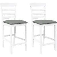 Syfax Tabourets de bar avec coussins 2 pcs blanc bois massif d'hévéa