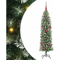 Syfax Arbre de Noël artificiel slim avec 150 LED Vert et blanc 150 cm