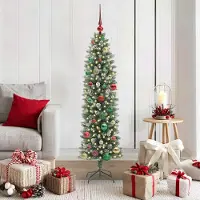 vidaXL Best Möbel Arbre de Noël artificiel élancé Vert et blanc 150 cm - Arbres de Noël artificiels Cloris Nouveau3600949 2parcel