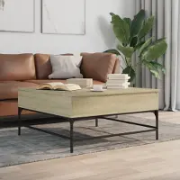 vidaXL Table basse de style élégant en chêne Sonoma 95x95x45 cm bois composite et métal - Tables basses Hommie9083118 2parcel