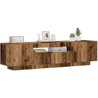 Prolenta Maison Exclusive - Meuble TV avec éclairage LED aspect bois vieilli 160x35x40 cm
