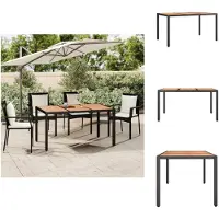 vidaXL Table de jardin avec plateau en bois noir Poly rotin & bois d'acacia - Tables de jardin