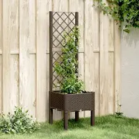 Prolenta Maison Exclusive - Bac à plantes avec treillis brun 40x40x142 cm PP
