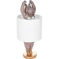 Ed Brubaker Lampe de table ou de chevet Hippopotame Ballerine - Lampe de table avec pied en céramique et abat-jour en tissu - 43 cm de hauteur, Blanc Gris