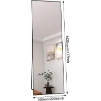 StarTech.com Miroir de pied – Miroir pleine longueur – Verre HD – Autoportant ou à fixer au mur – Forme rectangulaire, dimensions 162 x 53 cm – Couleur noire