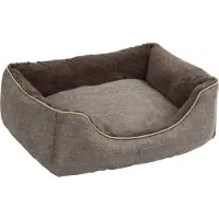 Kerbl Panier Chien Samuel, 50 x 40 x 15 cm, Argent et Gris, Peluche Douce, Lavable à 30°C