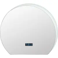 Costway Miroir de salle de bain LED semi-circulaire, miroir cosmétique à intensité variable avec lampes LED 3 couleurs, fonction mémoire