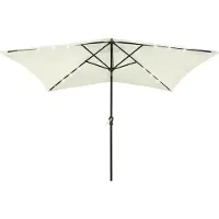 Prolenta Maison Exclusive - Parasol avec LED et mât en acier, blanc sable, 2 x 3 m