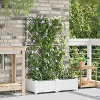 Prolenta Maison Exclusive - Lot de 2 pots de jardin, blanc, 80 x 40 x 126 cm, en polypropylène (PP)
