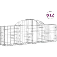 vidaXL Gabions avec arc surélevé 12 pcs. 200x30x60/80 cm Fer galvanisé