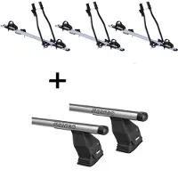 VDP 3x porte-vélos SAGITTAR + barres de toit Menabo Tema compatibles avec l'Opel Astra H Sportourer 2004-2011