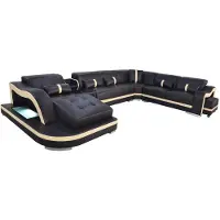 AEA Canapé en cuir Rembourrage Siège Paysage moderne Garniture Canapé avec USB Forme U LED
