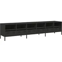 Syfax Meuble TV noir 202x39x43,5 cm acier laminé à froid