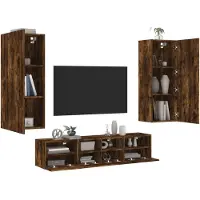 Prolenta Maison Exclusive - Unités murales TV 5 pcs chêne fumé bois d'ingénierie