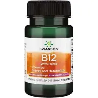 Sonstiges Vitamine B12 1000 mcg avec folate 665 mcg 100 comprimés à sucer - Goût de fraise Swanson Health Products