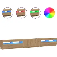 Syfax Meuble TV avec lumières LED chêne artisanal bois d'ingénierie